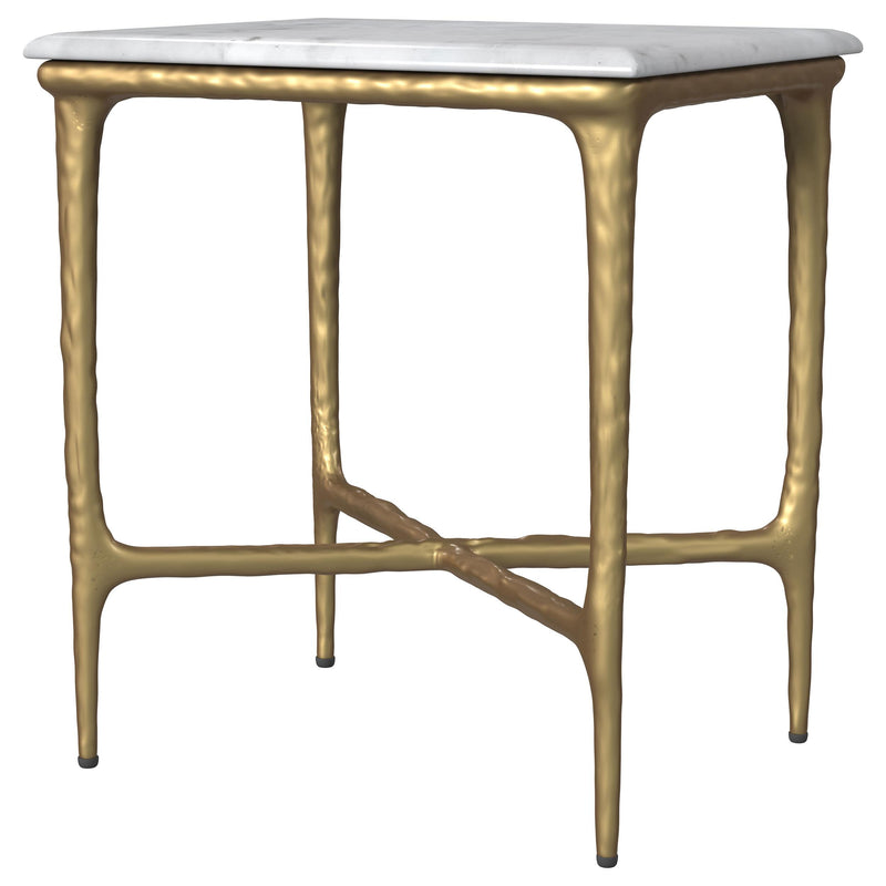  Coaster Furniture Baldwin 930091 Rectangular Marble Top Side Table - White and Gold IMAGE 3