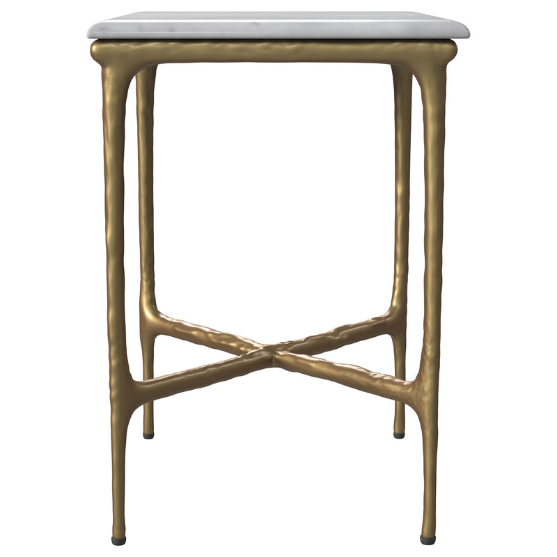  Coaster Furniture Baldwin 930091 Rectangular Marble Top Side Table - White and Gold IMAGE 4