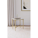  Coaster Furniture Baldwin 930091 Rectangular Marble Top Side Table - White and Gold IMAGE 5