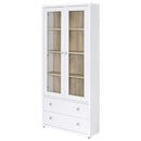 Coaster Furniture Hawthorne 953477 4-shelf Glass Door Tall Cabinet with Drawers - White IMAGE 4