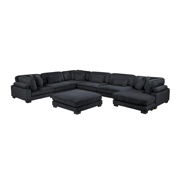 Homelegance Traverse 8555BK*2CR3ACVCOT 7 pc Modular Sectional with Reversible Chaise and Ottoman IMAGE 1