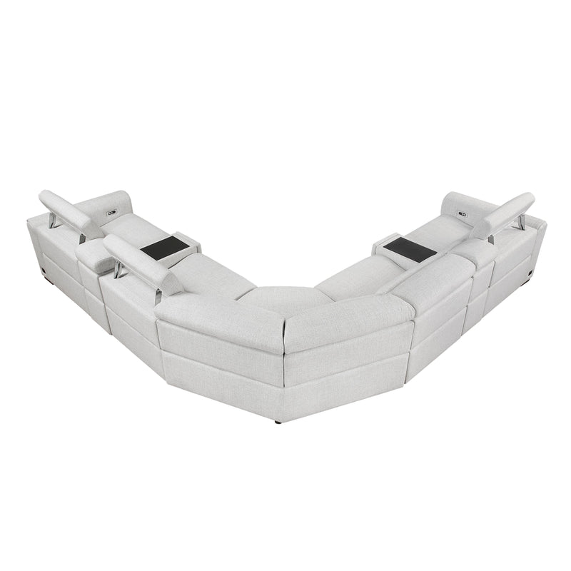 Homelegance McPherson 9455CLD*7LRRRPWH 7 pc Modular Power Reclining Sectional with Power Headrests IMAGE 7