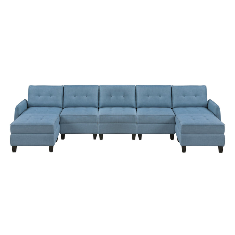 Homelegance 9557BUE*7SC2OT 7 pc Sectional with Storage and Two Ottomans IMAGE 1