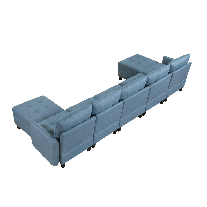 Homelegance 9557BUE*7SC2OT 7 pc Sectional with Storage and Two Ottomans IMAGE 4