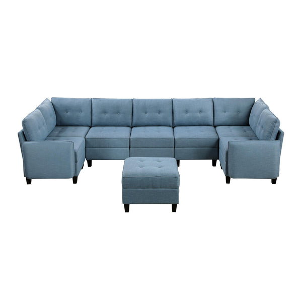 Homelegance 9557BUE*8SCOT 8 pc Sectional with Storage and Ottoman IMAGE 1