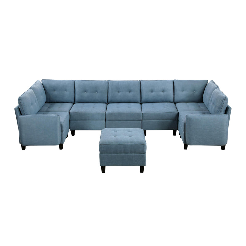 Homelegance 9557BUE*8SCOT 8 pc Sectional with Storage and Ottoman IMAGE 1