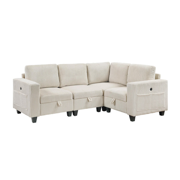 Homelegance 9650NBE*4SC 4 pc Sectional with Storage, Storage Pouches and Charging Ports IMAGE 1