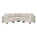 Homelegance 9650NBE*5SC 5 pc Sectional with Storage, Storage Pouches and Charging Ports IMAGE 1