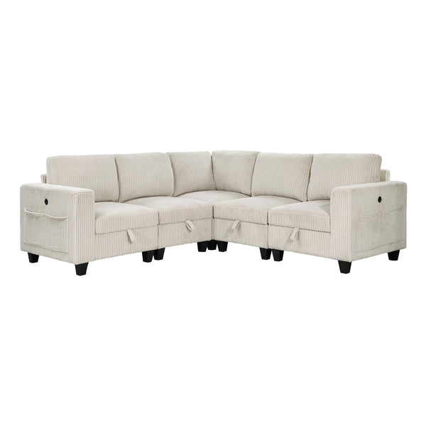 Homelegance 9650NBE*5SC 5 pc Sectional with Storage, Storage Pouches and Charging Ports IMAGE 1