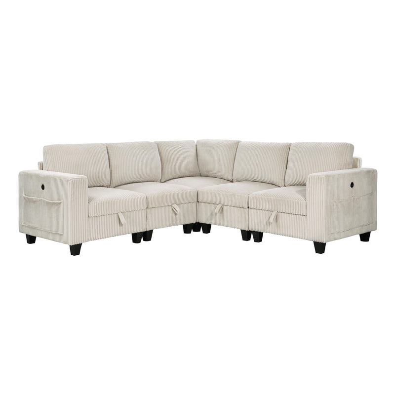 Homelegance 9650NBE*5SC 5 pc Sectional with Storage, Storage Pouches and Charging Ports IMAGE 1