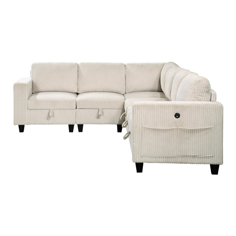 Homelegance 9650NBE*6SC 6 pc Sectional with Storage, Storage Pouches and Charging Ports IMAGE 3