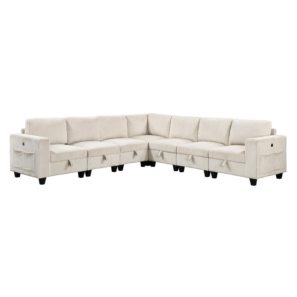 Homelegance 9650NBE*7SC 7 pc Sectional with Storage, Storage Pouches and Charging Ports IMAGE 1