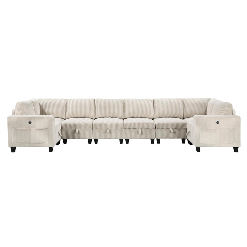 Homelegance 9650NBE*8SC 8 pc Sectional with Storage, Storage Pouches and Charging Ports IMAGE 1