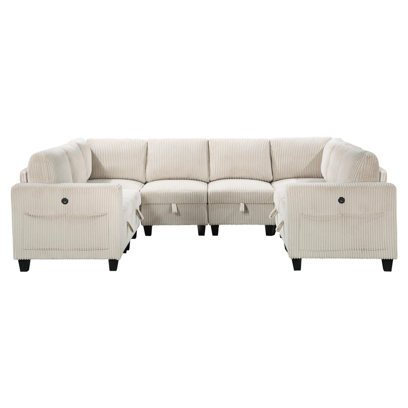 Homelegance 9650NBE*8SC 8 pc Sectional with Storage, Storage Pouches and Charging Ports IMAGE 2