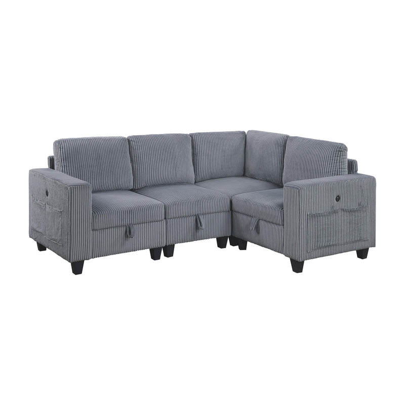 Homelegance 9650NDG*4SC 4 pc Sectional with Storage, Storage Pouches and Charging Ports IMAGE 1