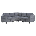 Homelegance 9650NDG*5SC 5 pc Sectional with Storage, Storage Pouches and Charging Ports IMAGE 1