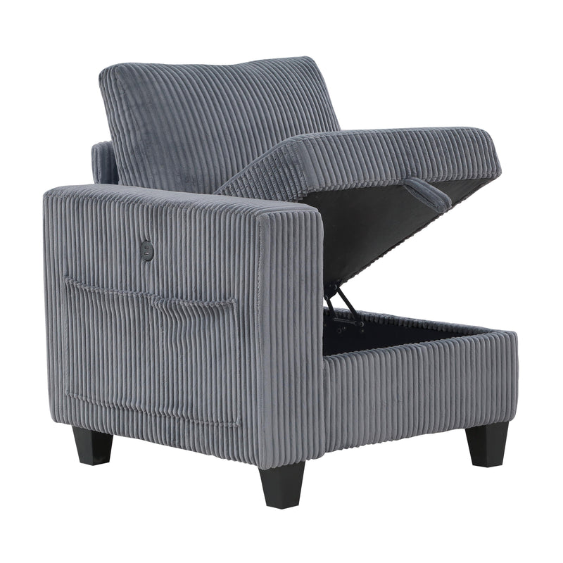 Homelegance 9650NDG*5SC 5 pc Sectional with Storage, Storage Pouches and Charging Ports IMAGE 6