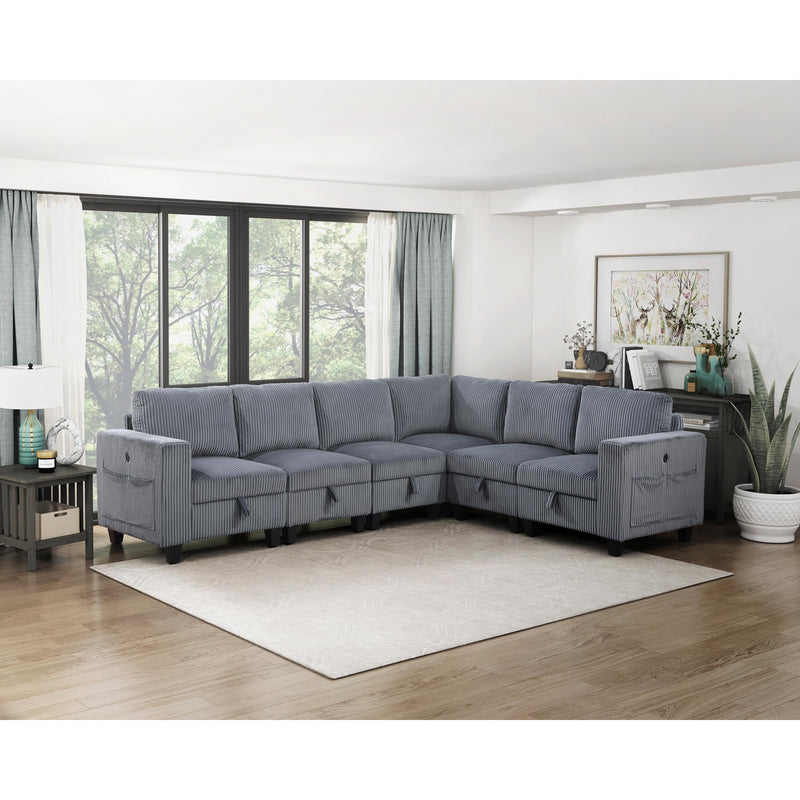 Homelegance 9650NDG*6SC 6 pc Sectional with Storage, Storage Pouches and Charging Ports IMAGE 15