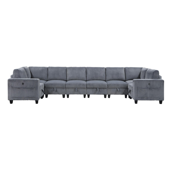Homelegance 9650NDG*8SC 8 pc Sectional with Storage, Storage Pouches and Charging Ports IMAGE 1
