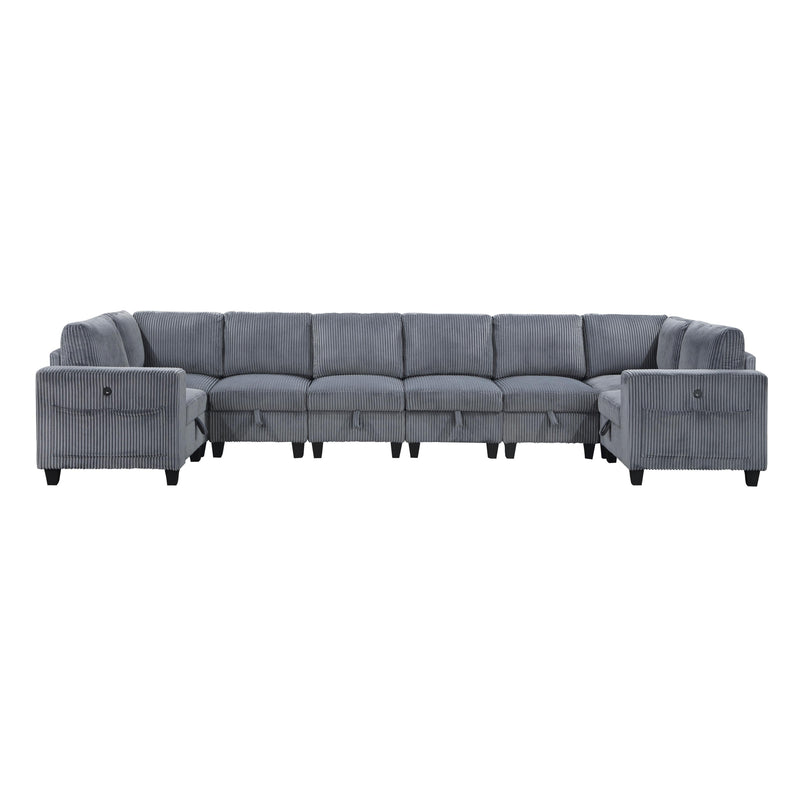 Homelegance 9650NDG*8SC 8 pc Sectional with Storage, Storage Pouches and Charging Ports IMAGE 1