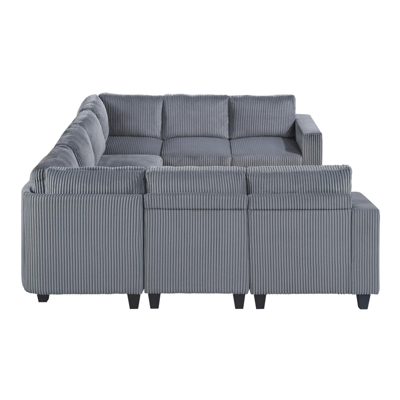 Homelegance 9650NDG*8SC 8 pc Sectional with Storage, Storage Pouches and Charging Ports IMAGE 4