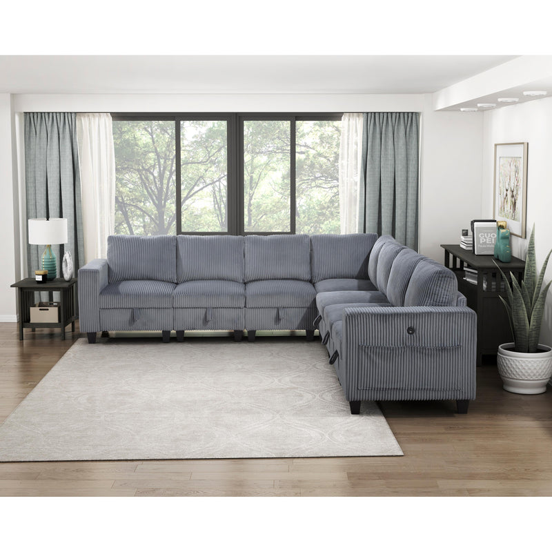 Homelegance 9650NDG*7SC 7 pc Sectional with Storage, Storage Pouches and Charging Ports IMAGE 14