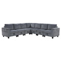 Homelegance 9650NDG*7SC 7 pc Sectional with Storage, Storage Pouches and Charging Ports IMAGE 1