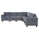 Homelegance 9650NDG*7SC 7 pc Sectional with Storage, Storage Pouches and Charging Ports IMAGE 2