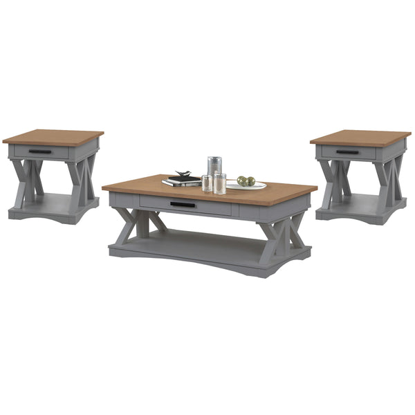 Parker House Furniture Americana Modern AME-3PC-01-02-DOV Dove Cocktail Table with 2 End Tables IMAGE 1