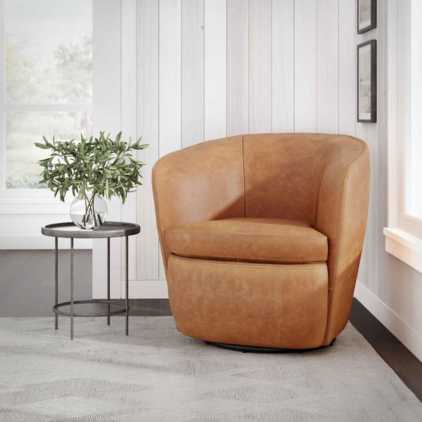 Parker Living Barolo SBAR#912S-VGCM Vintage Caramel 100% Italian Leather Swivel Club Chair IMAGE 1