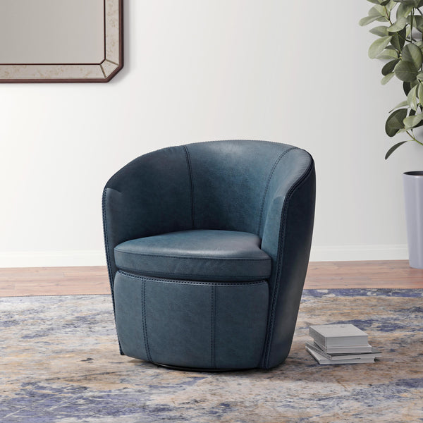 Parker Living Barolo SBAR#912S-VGNV Vintage Navy 100% Italian Leather Swivel Club Chair IMAGE 1