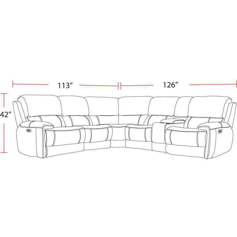 Parker Living Empire MEMP-PACKA(H)-VIV Verona Ivory 6 pc Power Reclining Sectional with Power Adjustable Headrests IMAGE 5