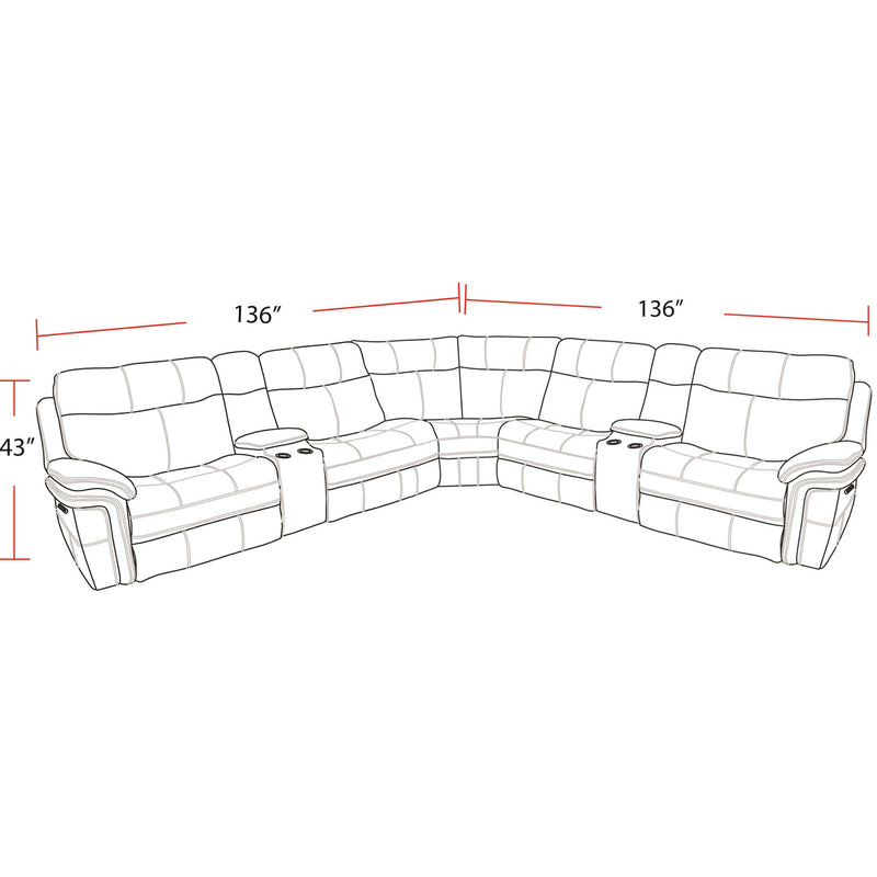 Parker Living Mason MMA-PACKT7(H)-CHA Charcoal 7 pc Power Reclining Sectional with Power Adjustable Headrests IMAGE 4