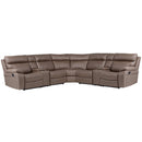 Parker Living Theon MTHE-PACKT7-STOF Stokes Toffee 7 pc Manual Reclining Sectional and Entertainment Console IMAGE 1