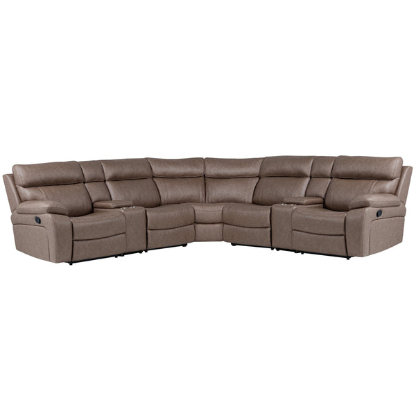 Parker Living Theon MTHE-PACKT7-STOF Stokes Toffee 7 pc Manual Reclining Sectional and Entertainment Console IMAGE 1