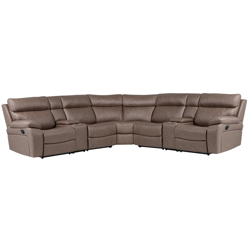 Parker Living Theon MTHE-PACKT7-STOF Stokes Toffee 7 pc Manual Reclining Sectional and Entertainment Console IMAGE 1