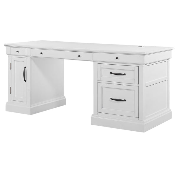 Parker House Furniture Shoreham SHO#480-3-EFW Effortless White Pedestal Desk IMAGE 1