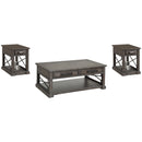 Parker House Furniture Sundance SUN-3PC-01-06-SGR Smokey Grey Cocktail Table with 2 Chairside Tables IMAGE 1