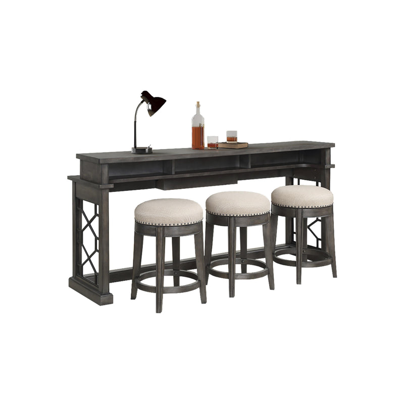 Parker House Furniture Sundance SUN-7PC-01-02-09-4-SGR Grey Cocktail Table with End Tables and Console Table with 3 Stools IMAGE 5