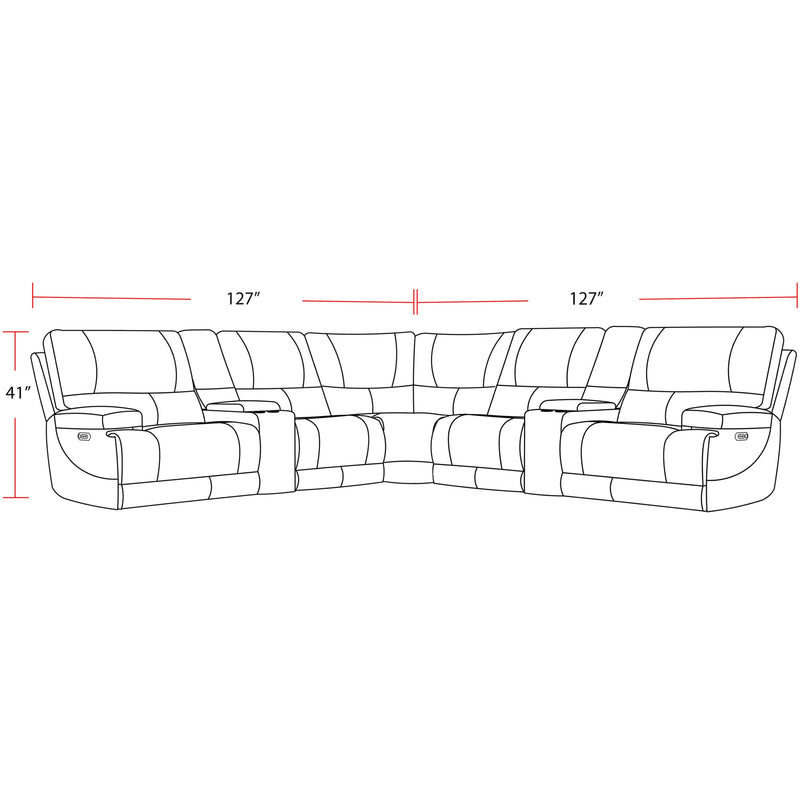 Parker Living Whitman MWHI-PACKT7(H)-P50-VLI Verona Linen 7 pc Power Reclining Sectional with Adjustable Headrests IMAGE 2