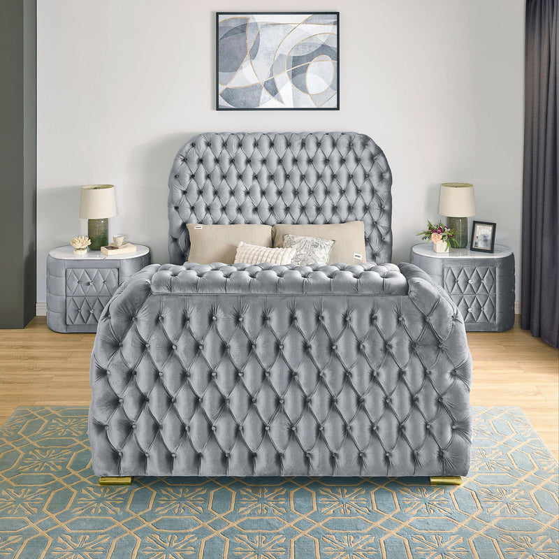  Crown Mark Natalia 5115GY-K King Bed with Fireplace and TV Lift - Grey IMAGE 4