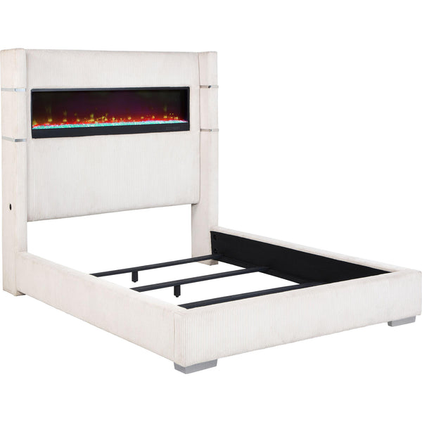  Coaster Furniture Tisdall 306032KW Upholstered California King Flame Visualizer Bed - Cream IMAGE 1