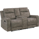  Homelegance Muncie Reclining Fabric Loveseat with Console 9635BR-2 IMAGE 1