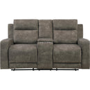  Homelegance Muncie Reclining Fabric Loveseat with Console 9635BR-2 IMAGE 2
