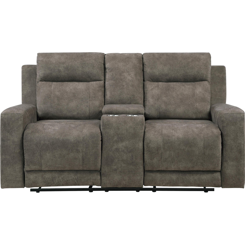  Homelegance Muncie Reclining Fabric Loveseat with Console 9635BR-2 IMAGE 2