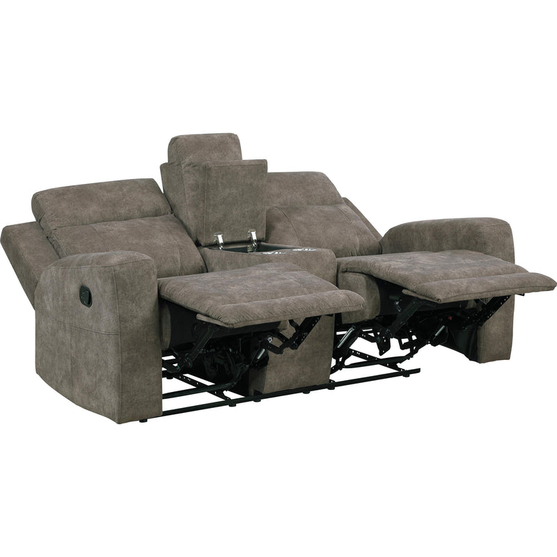  Homelegance Muncie Reclining Fabric Loveseat with Console 9635BR-2 IMAGE 3