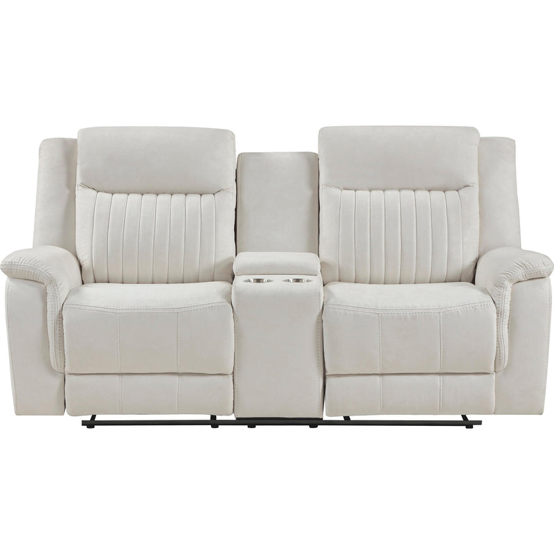  Homelegance Dean Reclining Fabric Loveseat with Console 9646BE-2 IMAGE 2