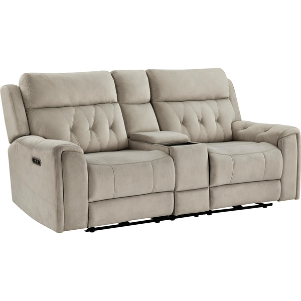  Homelegance Celeste Power Reclining Fabric Loveseat with Console 9670TP-2PWH IMAGE 1