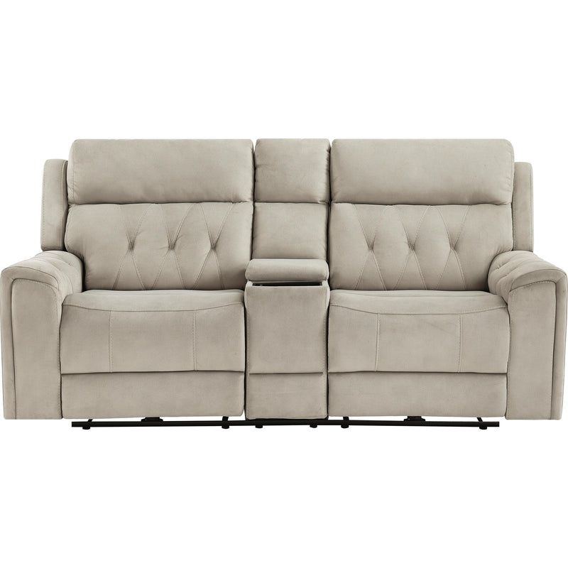  Homelegance Celeste Power Reclining Fabric Loveseat with Console 9670TP-2PWH IMAGE 2