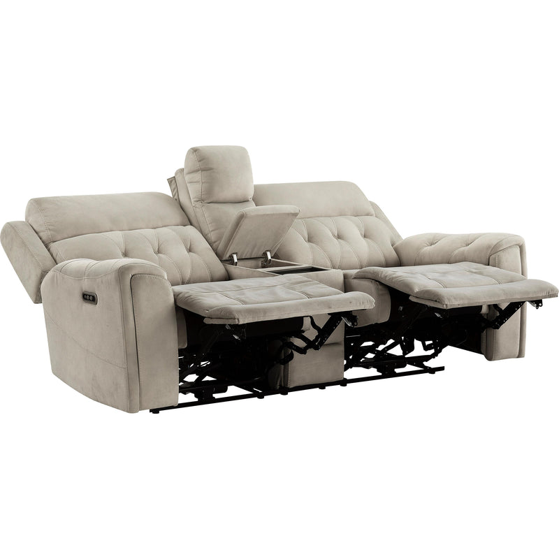  Homelegance Celeste Power Reclining Fabric Loveseat with Console 9670TP-2PWH IMAGE 3